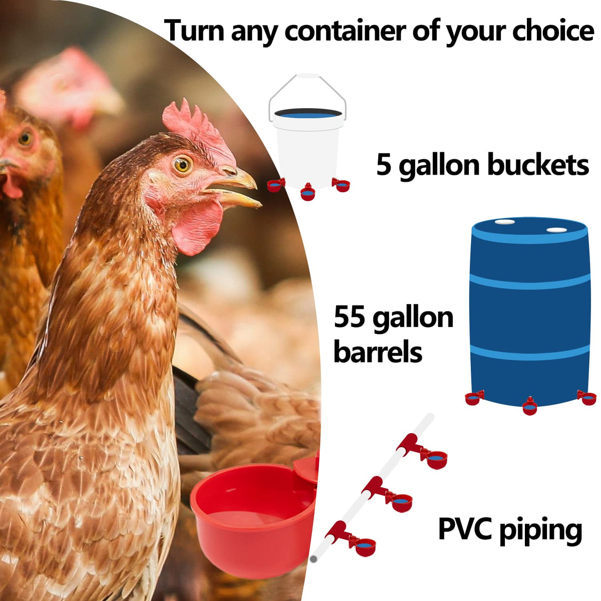 Automatic Poultry Waterer Kit 5 Gallon 12 Pack D8623