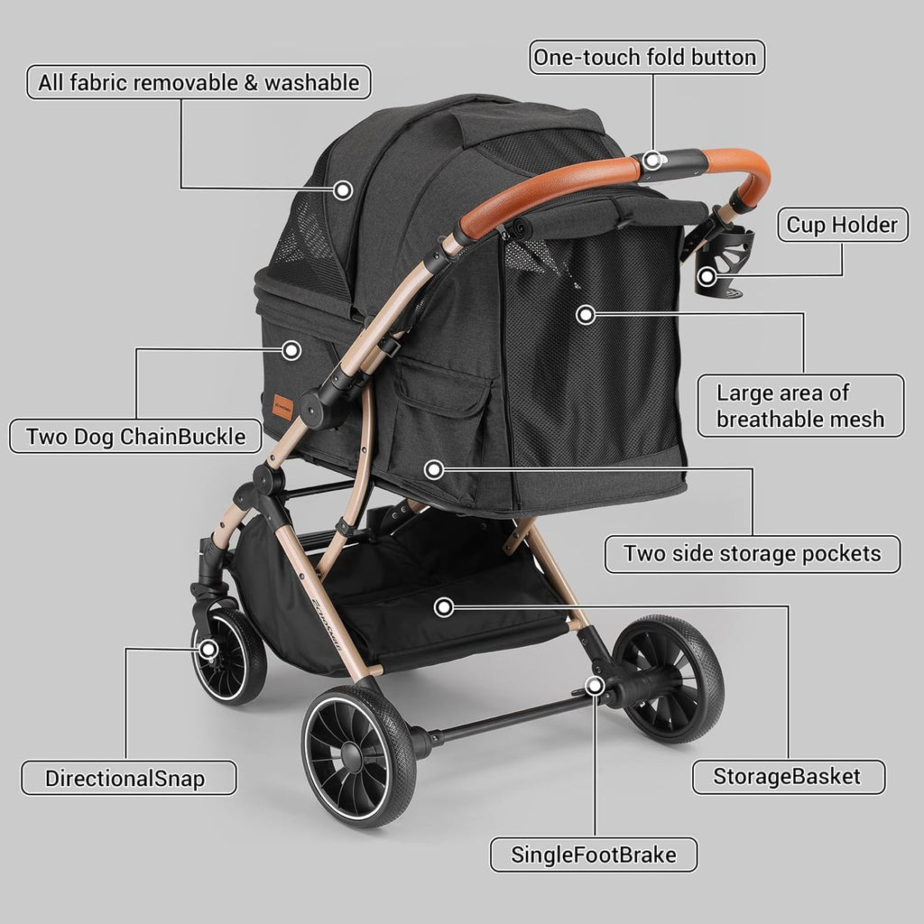 4-Wheel Pet Stroller with Reversible Handle H32268
