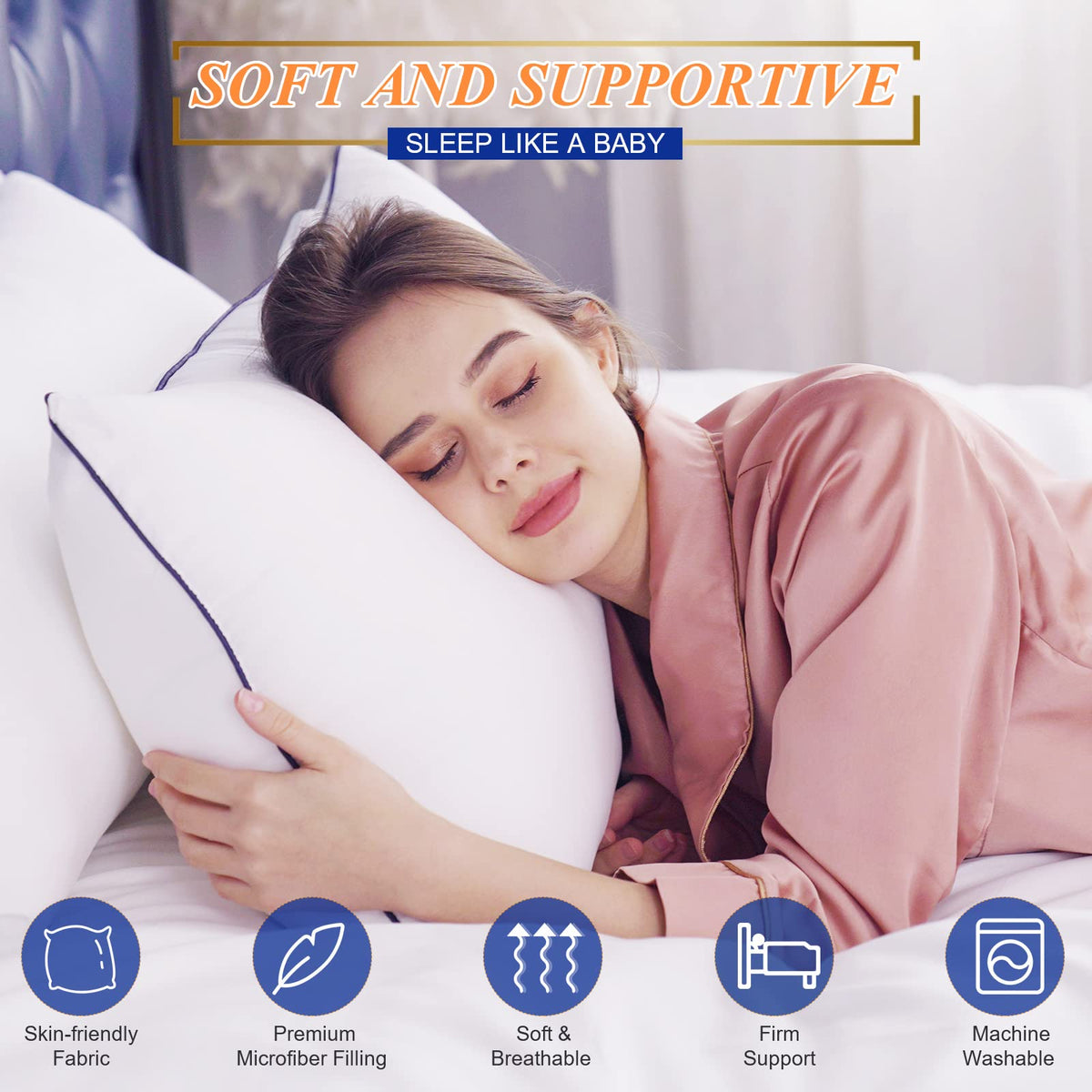 King Size Set of 2 Cooling Bed Pillows F158
