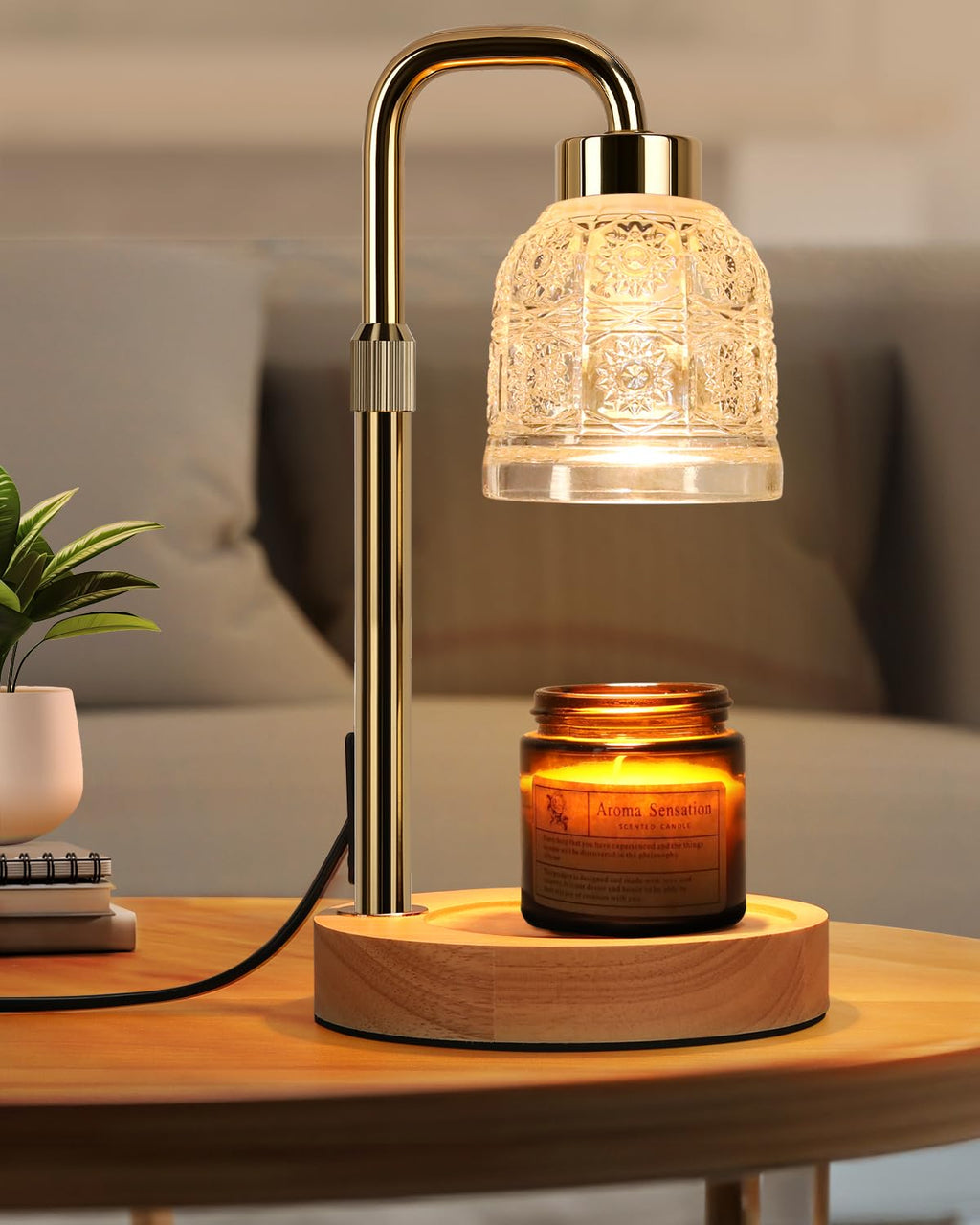 Candle Warmer Lamp with Timer, Gold I511182