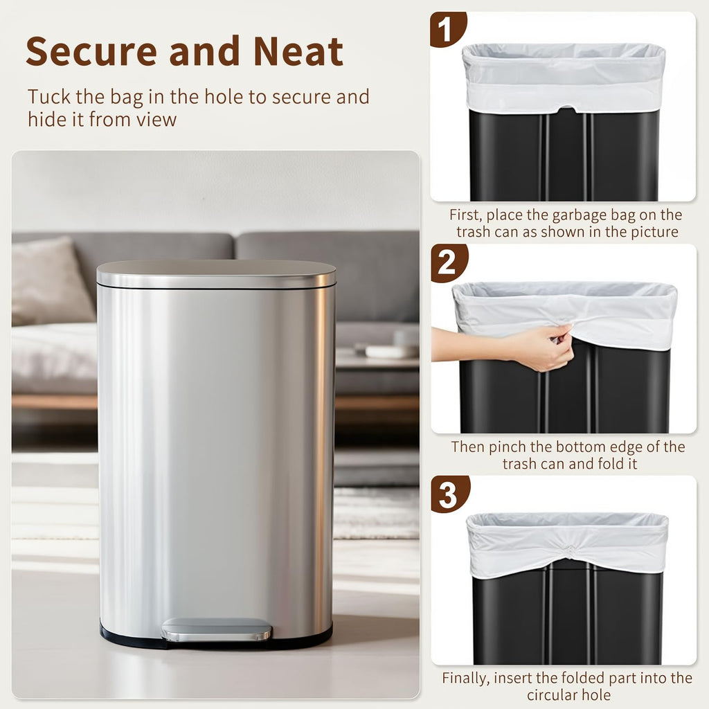 13G Steel Trash Can with Lid L72572
