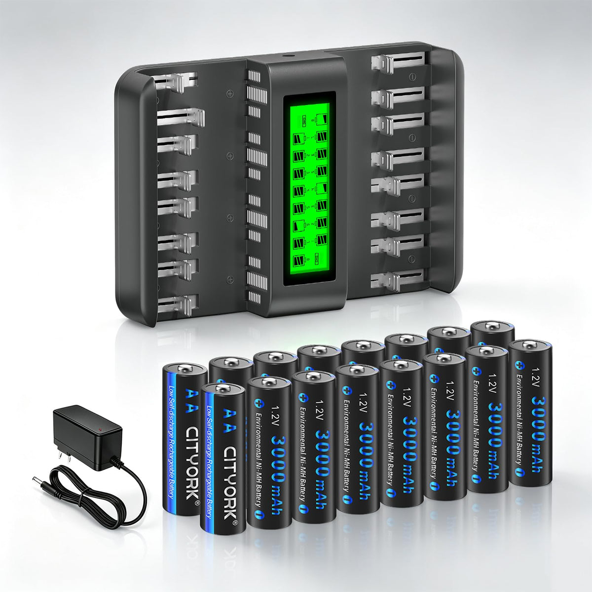 16 Pack Rechargeable AA Batteries with Charger H325213