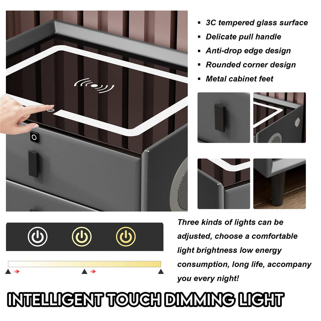 3-Color LED Nightstand with Wireless Charging Station and USB B45052