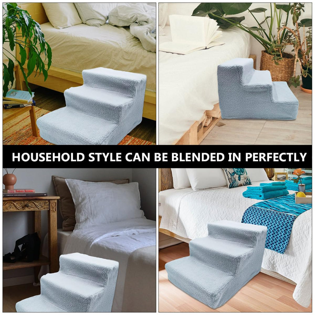 Gray Plush Non-Slip Pet Stairs K674