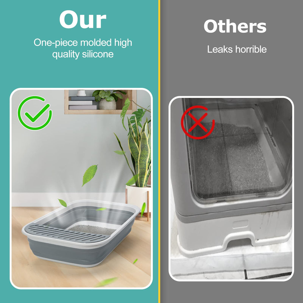 Foldable Height-Adjustable Cat Litter Box with Scoop T994