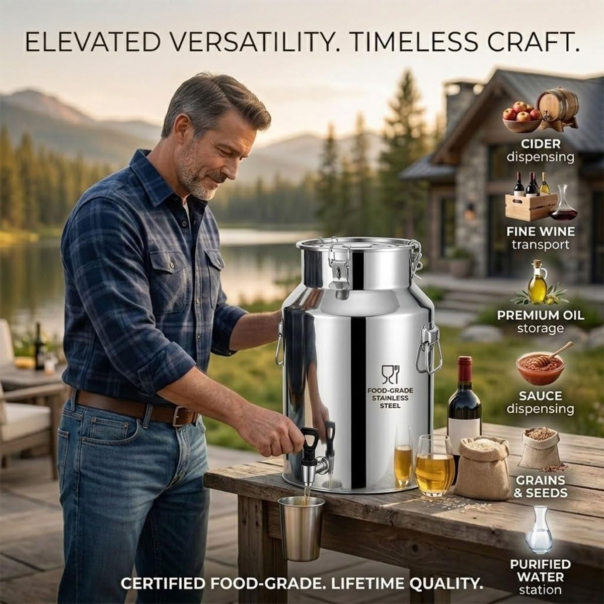 Stainless Steel Beverage Dispenser with Faucet E9236