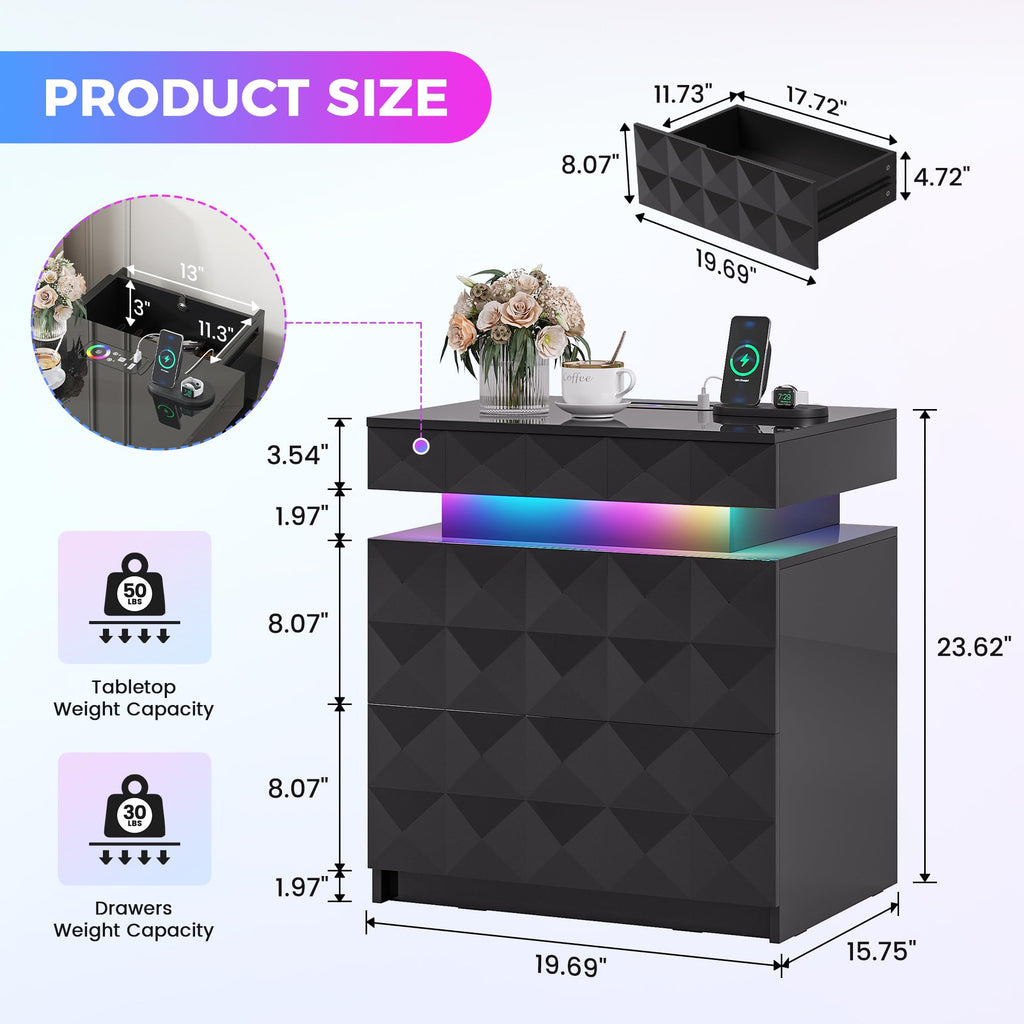 LED Night Stand with Charging Station M903079