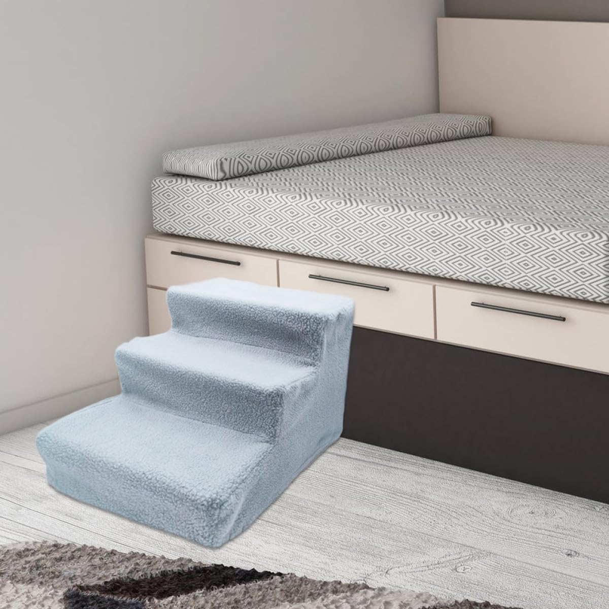 Gray Plush Non-Slip Pet Stairs K674