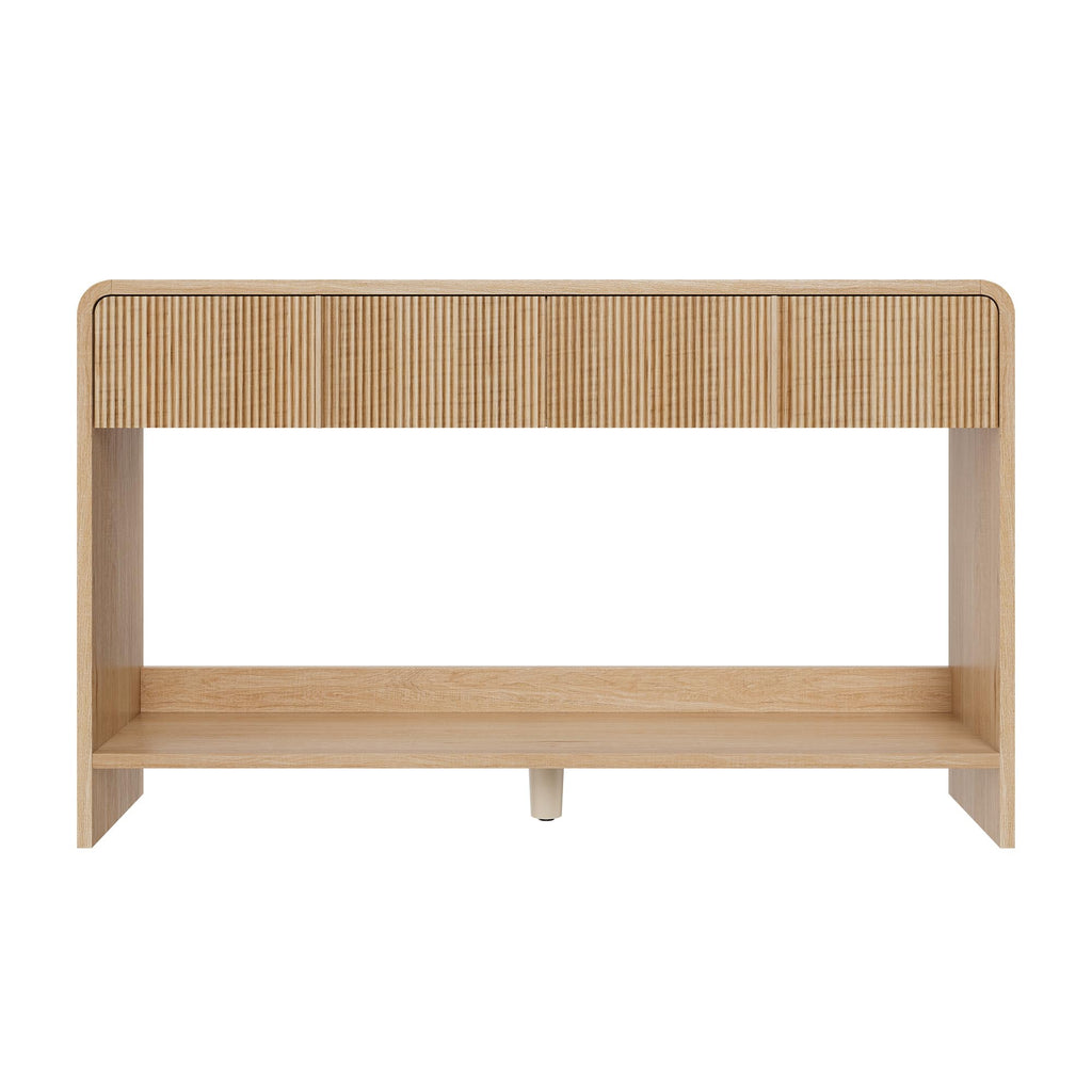 45" Fluted Console Table with 2 Drawers and Open Shelf U951042
