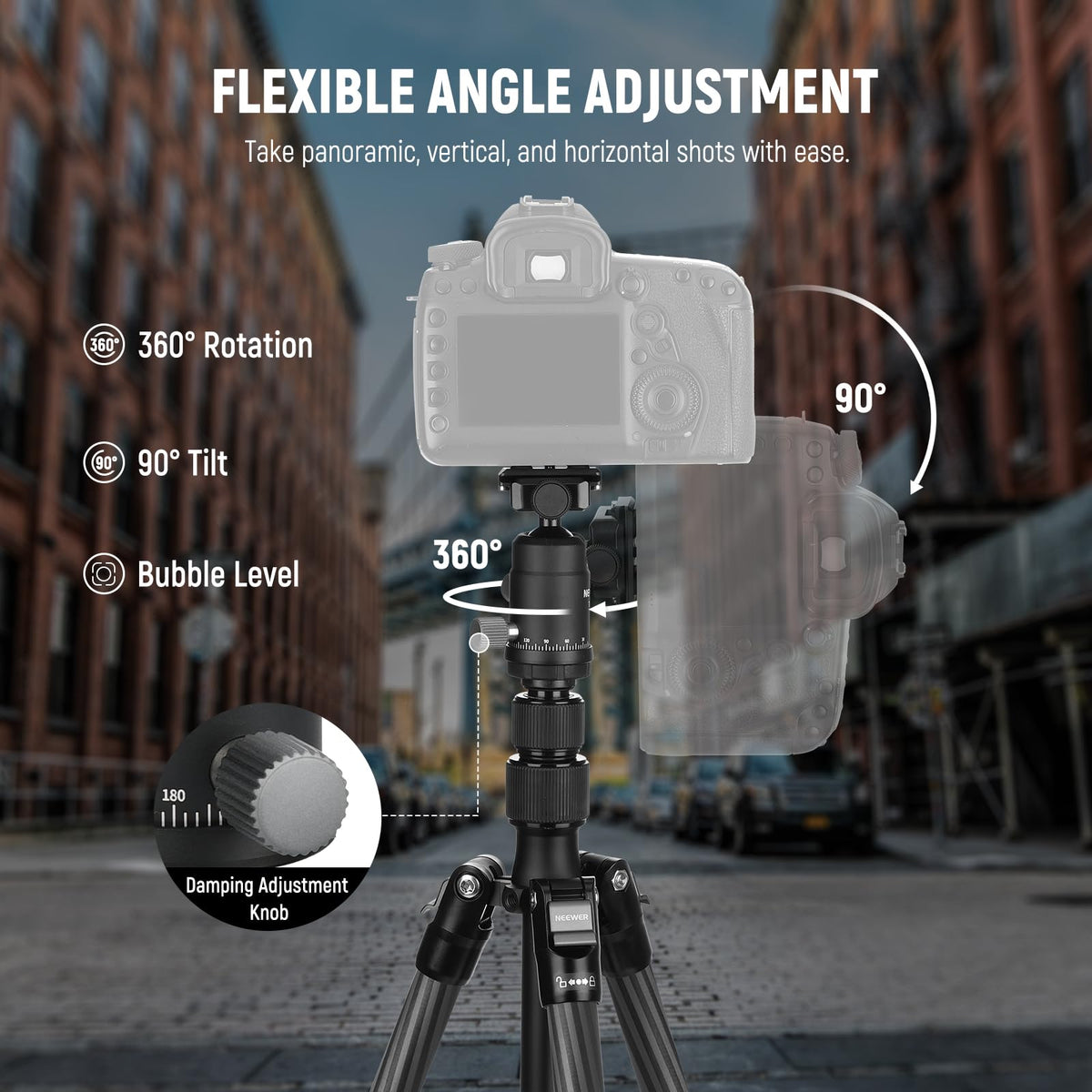 Carbon Fiber Camera Tripod Monopod 65" Lightweight Compact Travel DSLR Video Stand 360° Ball Head 13.2 lbs B255562
