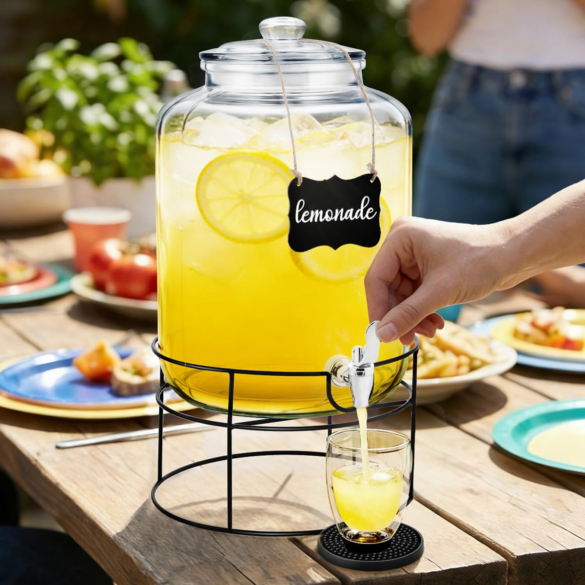 4 Gallon Glass Beverage Dispenser with Stand and Spigot W852841