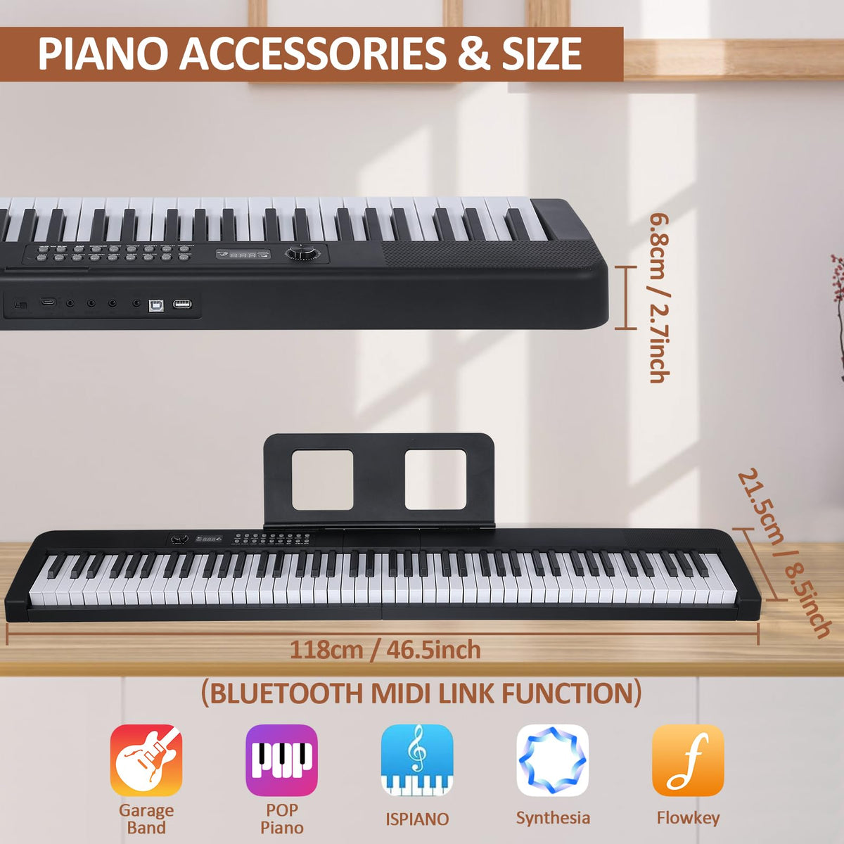 88 Key Electric Digital Piano with Semi Weighted Keys E7082