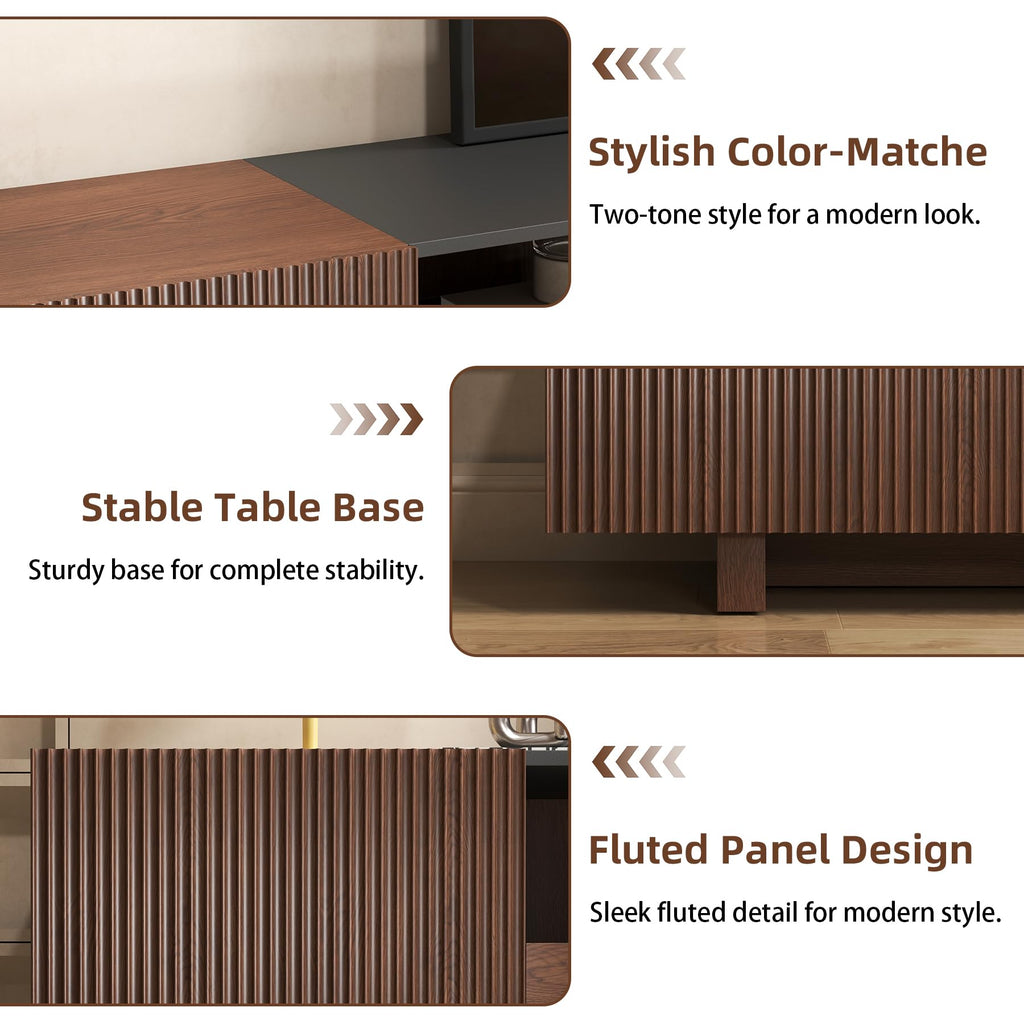 78.8 Inch Dark Brown Walnut TV Stand with Storage X4137