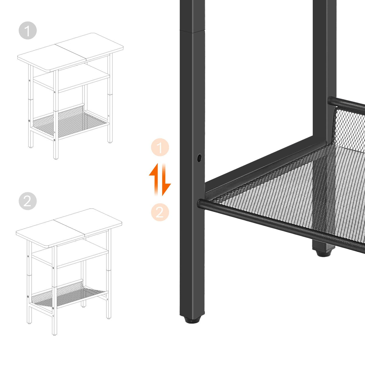 Narrow 3-Tier Side Table with Shelf I586