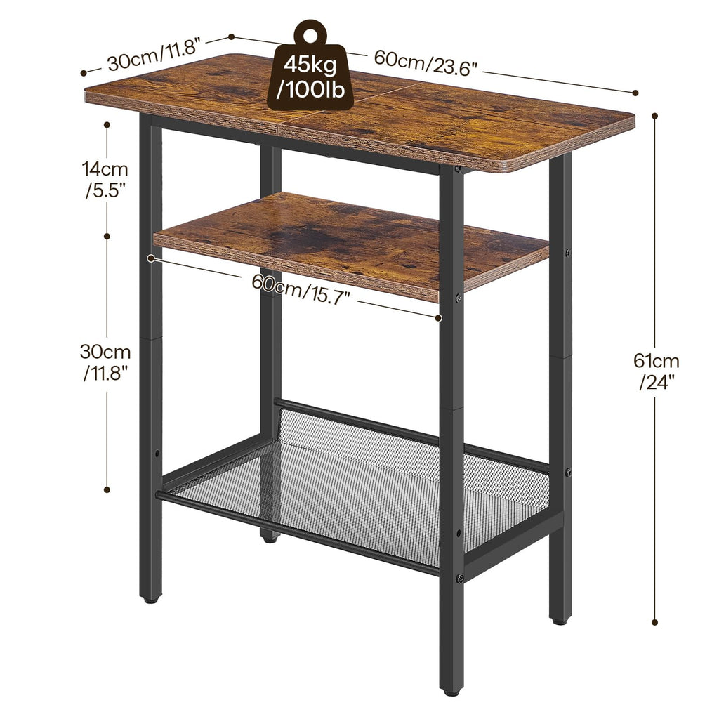 Narrow 3-Tier Side Table with Shelf I586