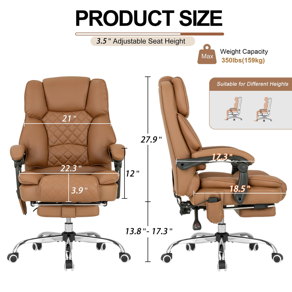 Heated Reclining Office Chair with Footrest B152