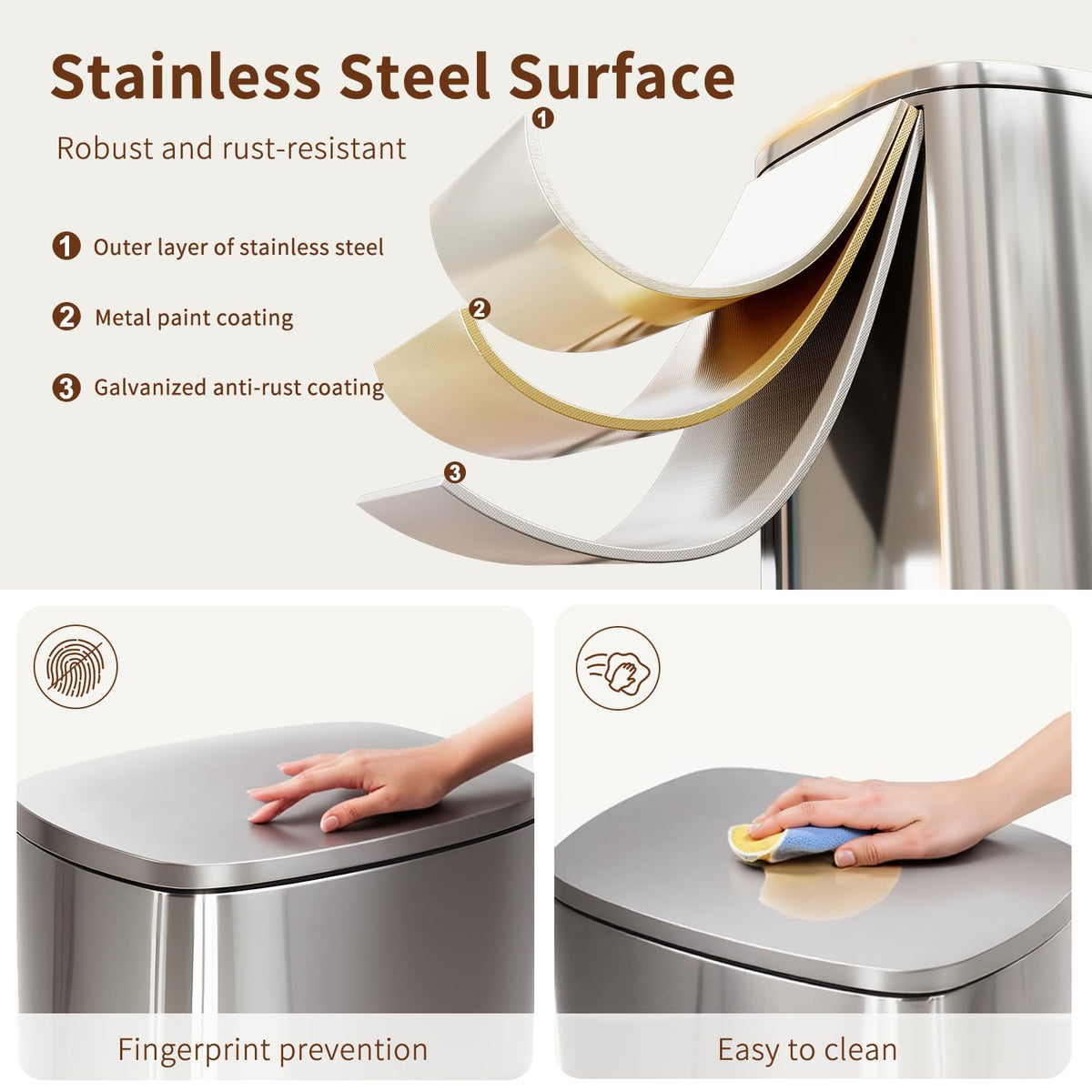 13G Steel Trash Can with Lid L72572
