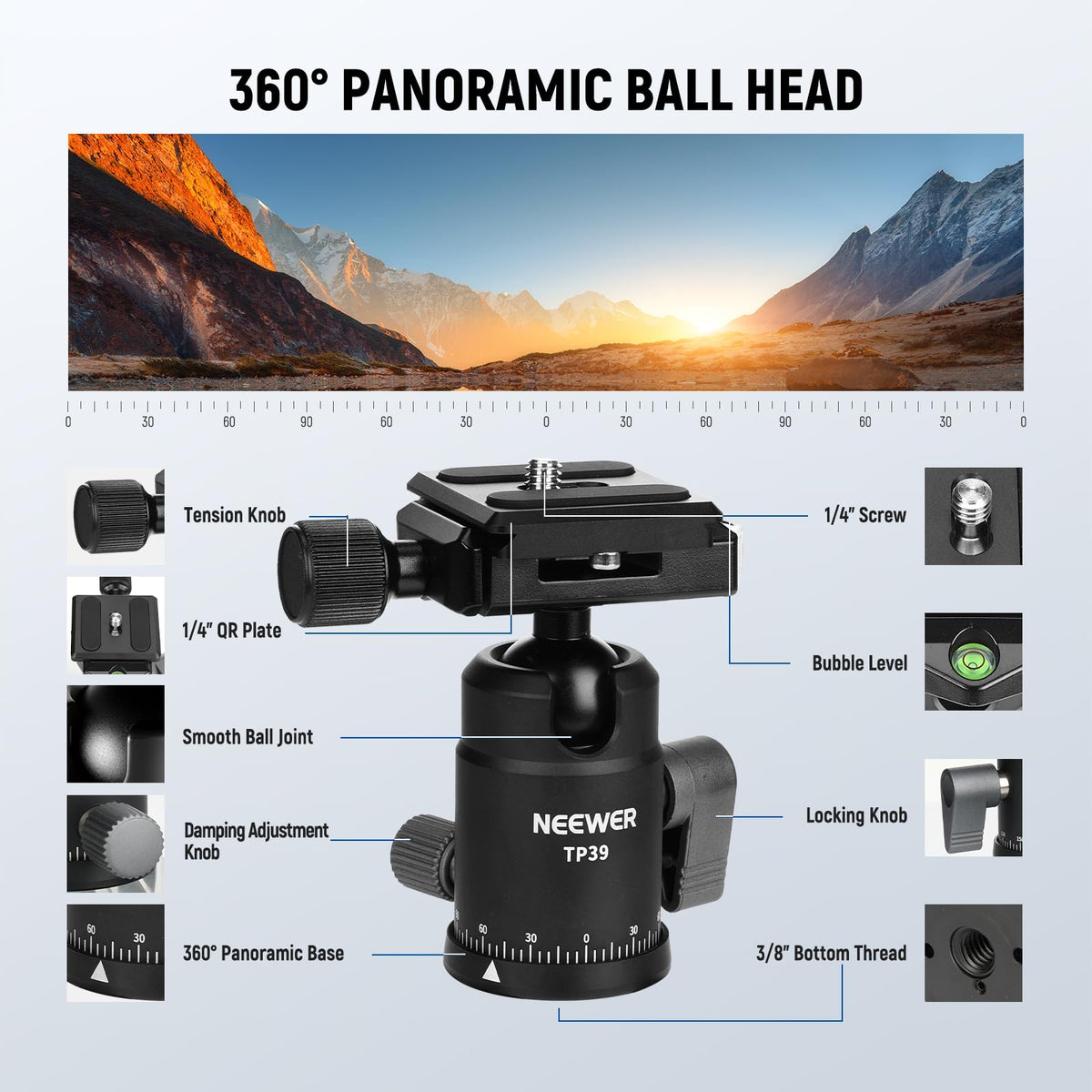 Carbon Fiber Camera Tripod Monopod 65" Lightweight Compact Travel DSLR Video Stand 360° Ball Head 13.2 lbs B255562