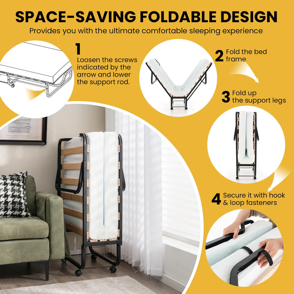 78.5” x 31” Folding Bed with 5” Memory Foam Mattress V6759