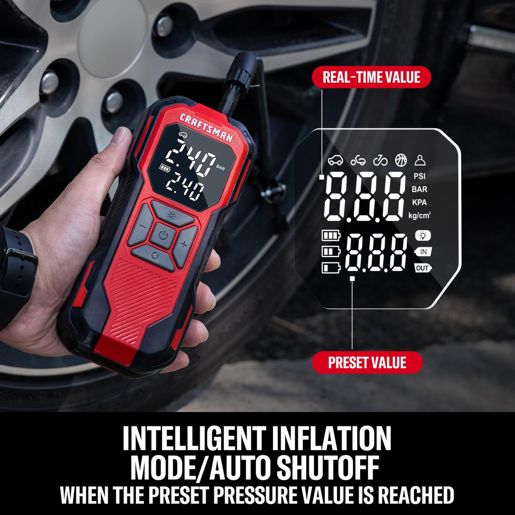 Cordless Portable Air Compressor with Digital Tire Pressure Gauge F8639
