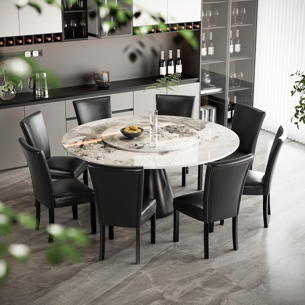 Set of 8 Black Faux Leather Upholstered Dining Chairs I680345