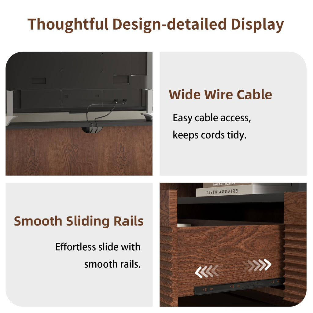 78.8 Inch Dark Brown Walnut TV Stand with Storage X4137