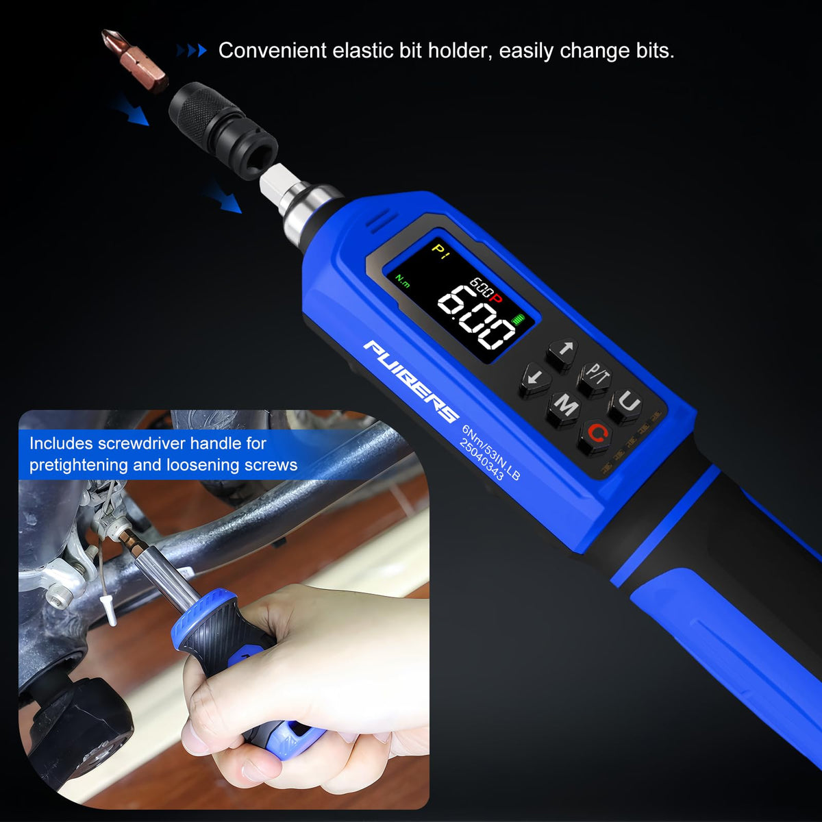 46 Pcs Digital Torque Screwdriver Set 1/4" Adjustable J7630