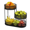 3-Tier Black Metal Fruit Basket with Cover F791078