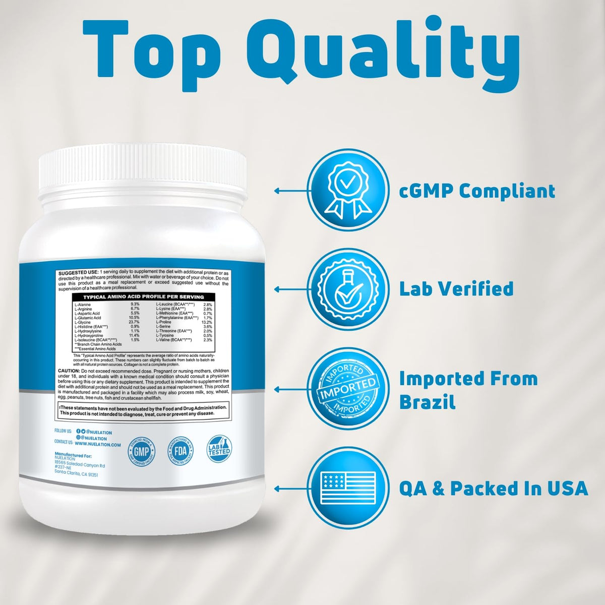 Grass Fed Hydrolyzed Bovine Collagen Peptides Powder 1LB Unflavored G14549