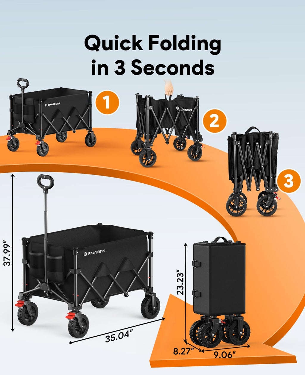 180L Foldable Wagon Cart with Wheels and Brakes C486455