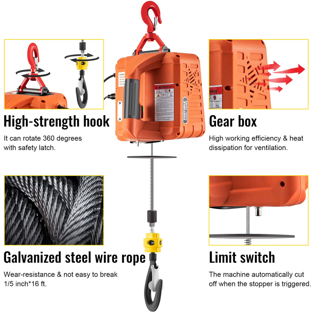 1500W Portable Electric Hoist Winch M943623