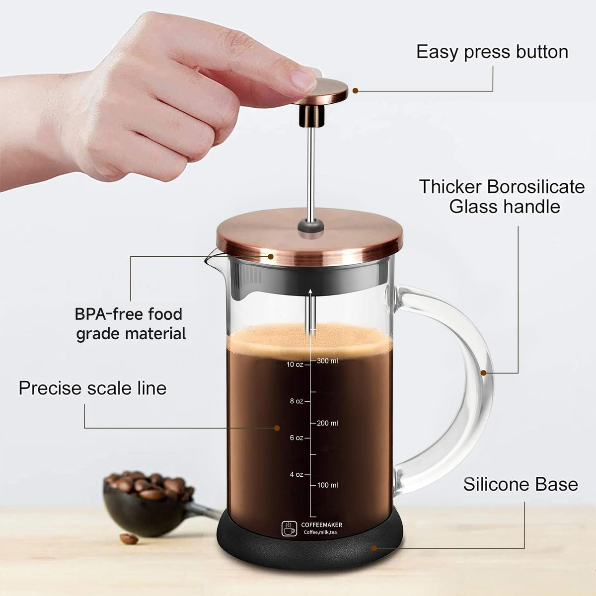 12 Ounce Stainless Steel French Press Coffee Maker F950522