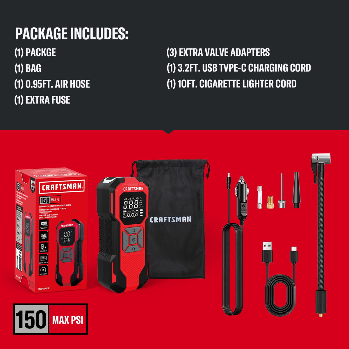 Cordless Portable Air Compressor with Digital Tire Pressure Gauge F8639