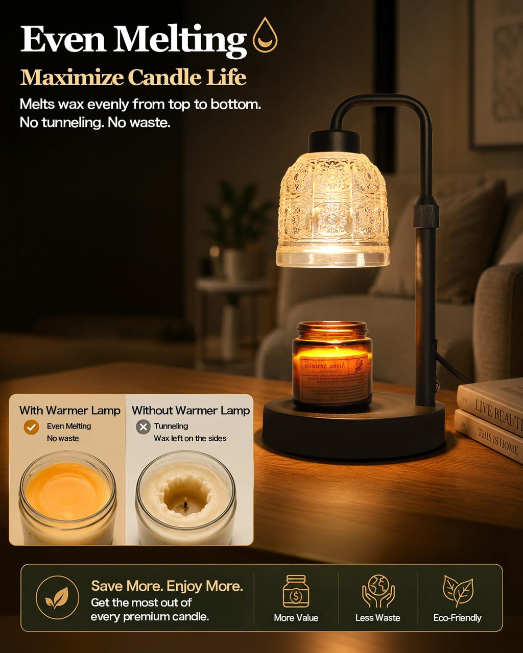 Candle Warmer Lamp with Timer, Gold I511182