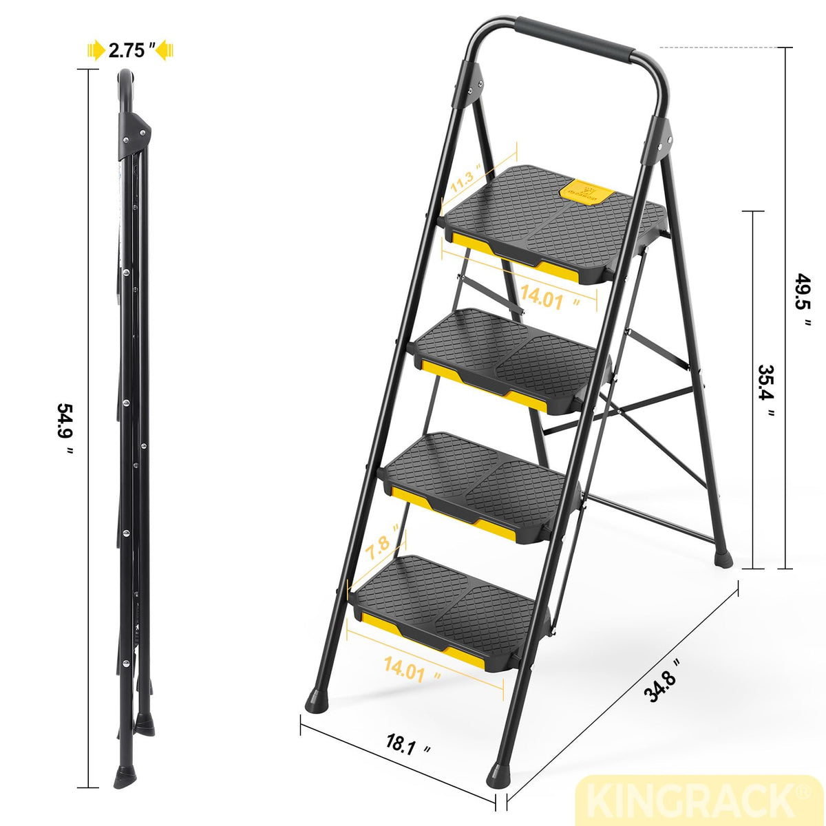 4 Step Steel Step Stool with Safe-Lock, Black G1294