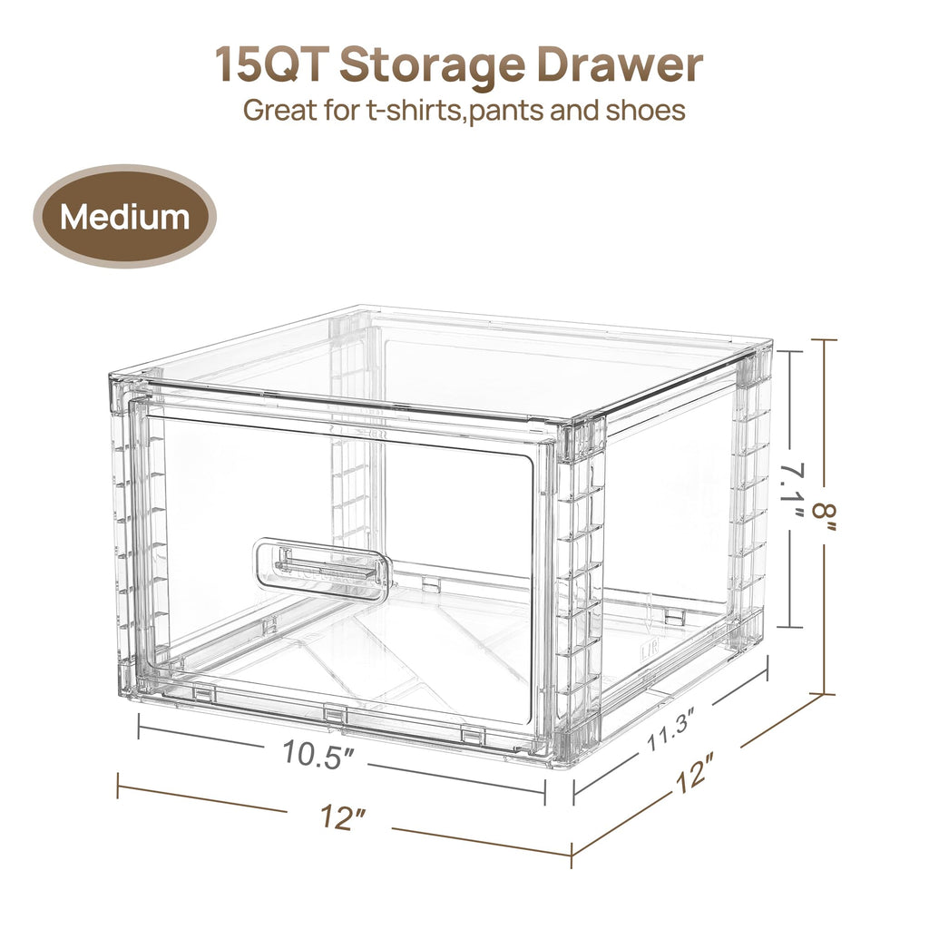 Clear Stackable Storage Drawers 4 Pack 15QT O467