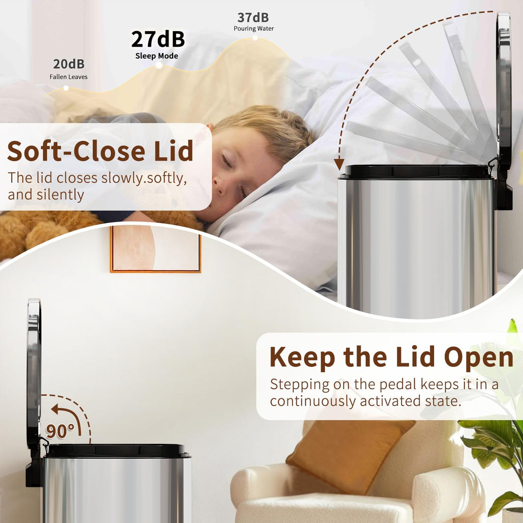 13G Steel Trash Can with Lid L72572