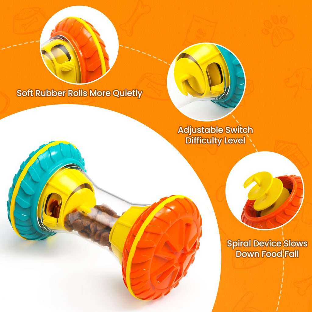Interactive Dog Puzzle Toy Treat Dispensing Slow Feeder Yellow M8614