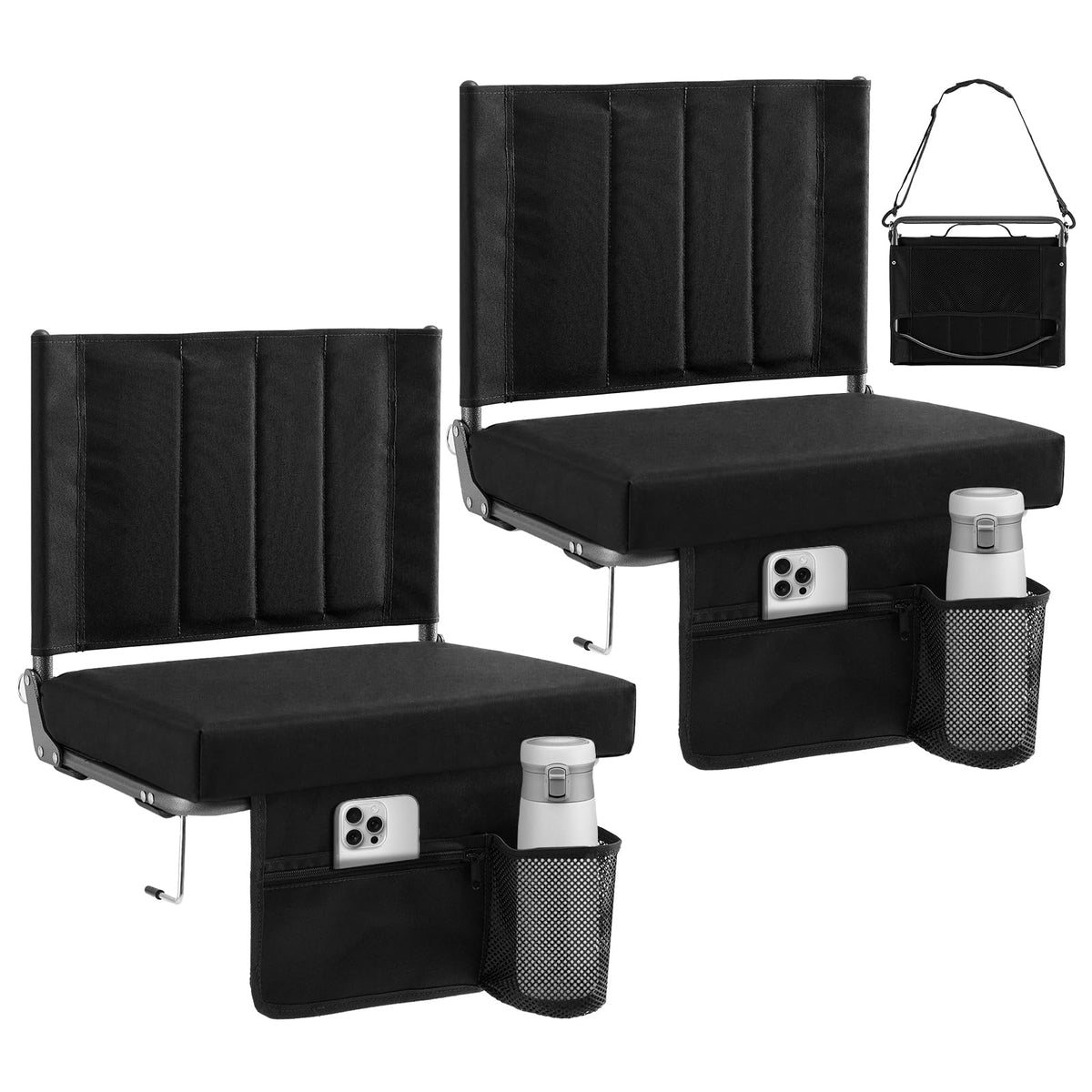 Stadium Seats with Back Support 2 Pack, Black Z505069