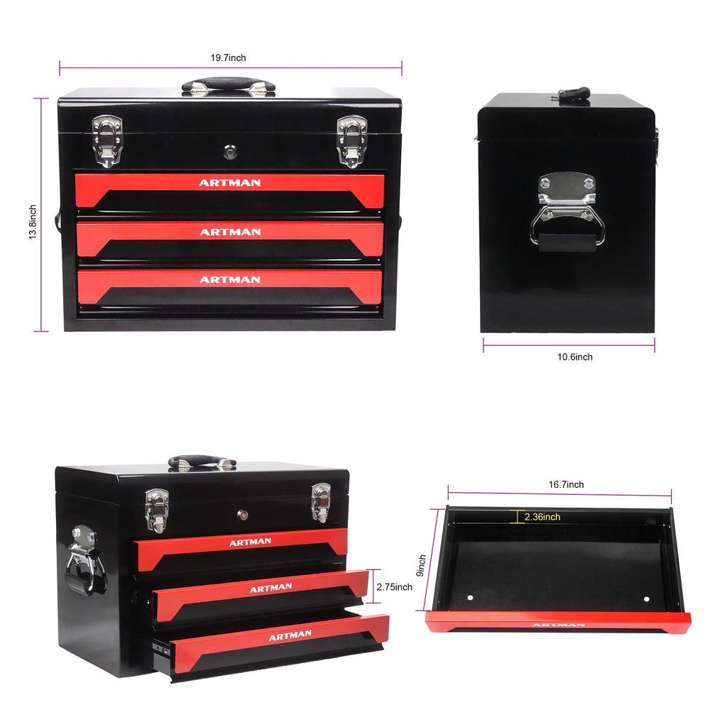 3-Drawer Steel Tool Chest with 439-Piece Mechanics Tool Set P5013