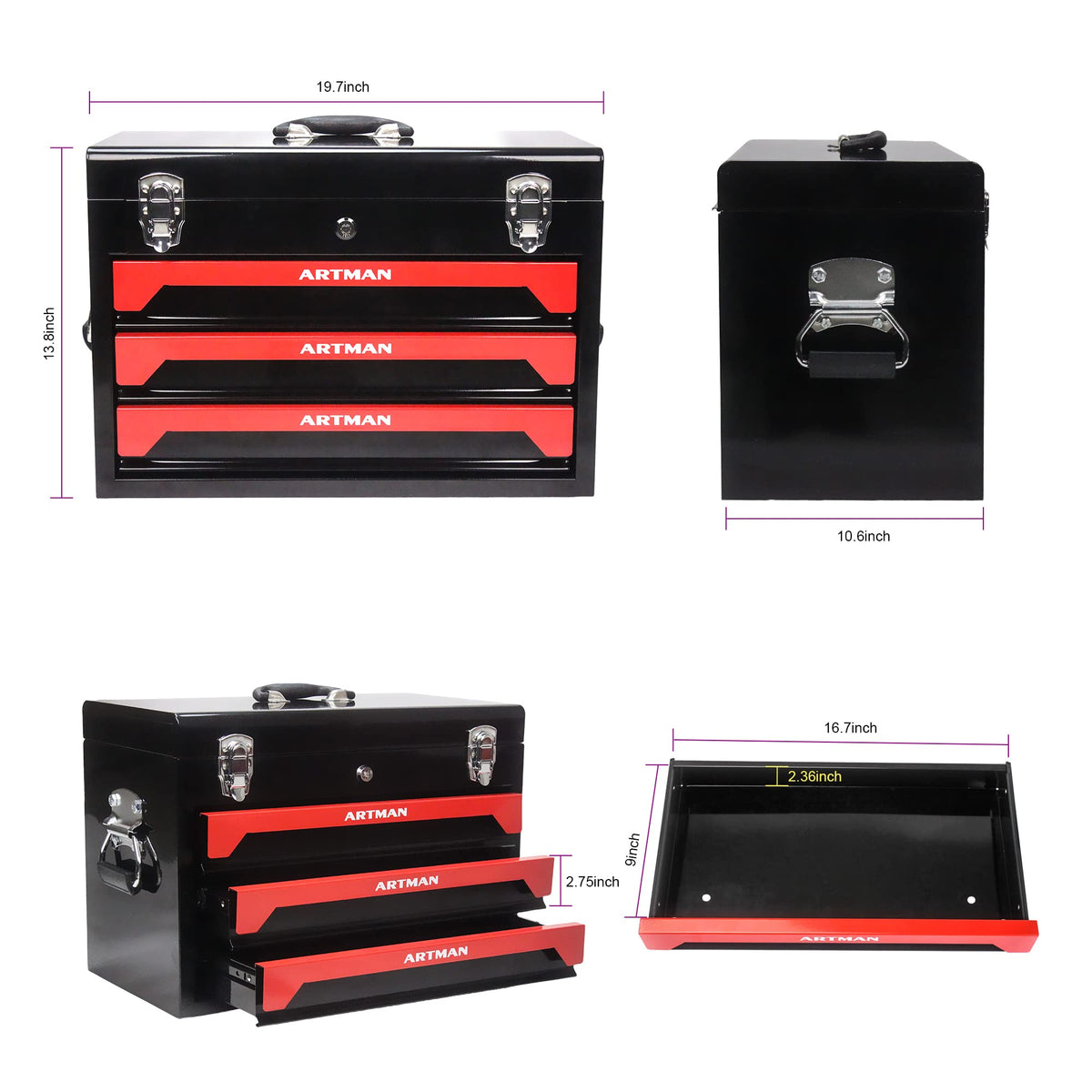 3-Drawer Steel Tool Chest with 439-Piece Mechanics Tool Set P5013