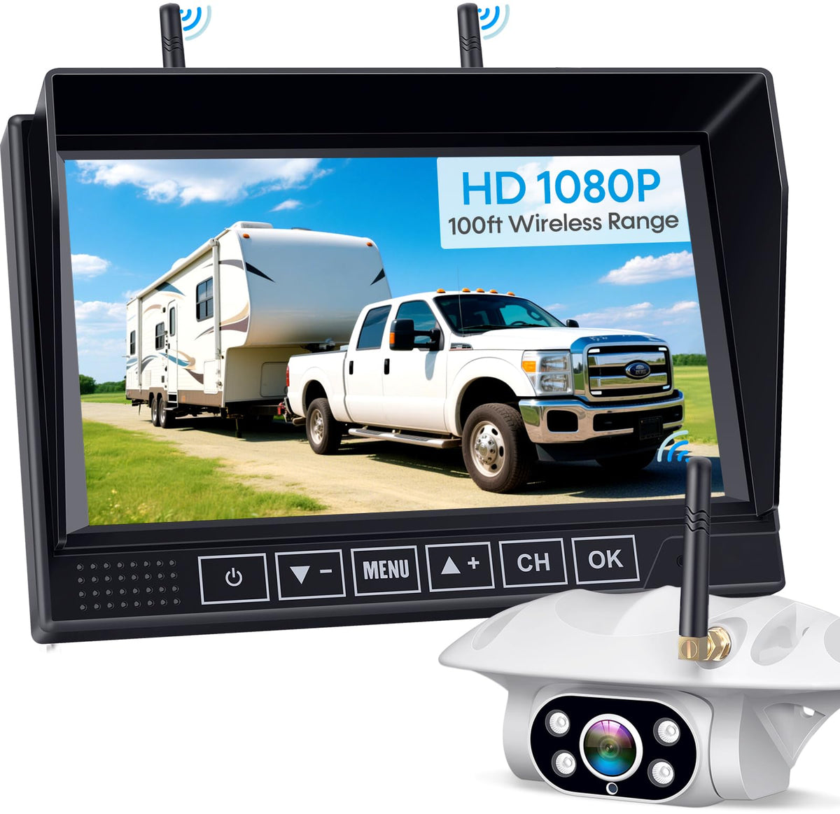 Wireless RV Backup Camera 1080P HD with 7″ DVR Monitor O7370
