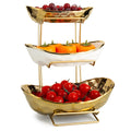 3 Tier White Gold Ceramic Fruit Bowl W85851