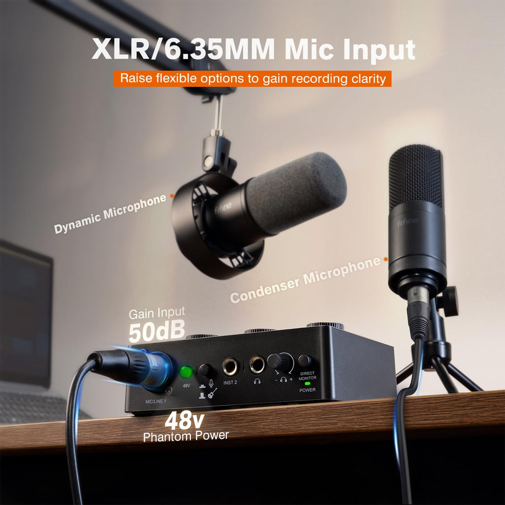 PC Audio Mixer with XLR, Monitor, 48V Phantom Power U6778