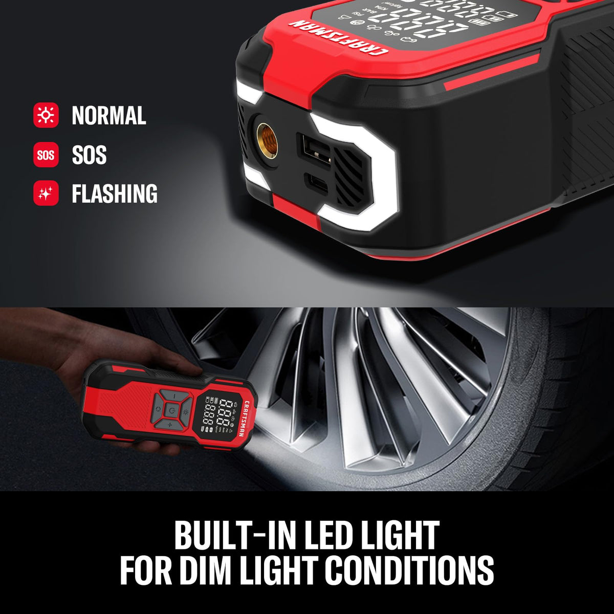 Cordless Portable Air Compressor with Digital Tire Pressure Gauge F8639