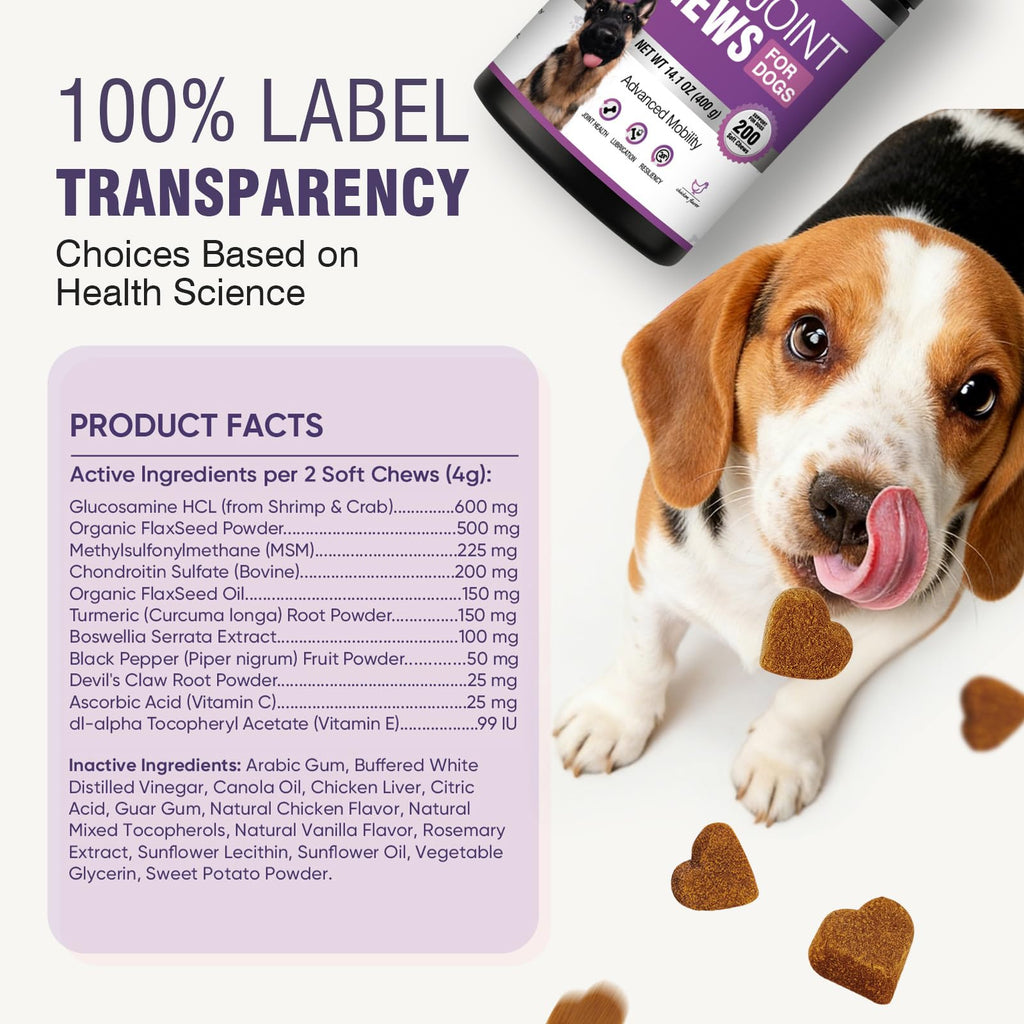 Glucosamine Chondroitin MSM Joint Supplement for Dogs 200 ct E1969