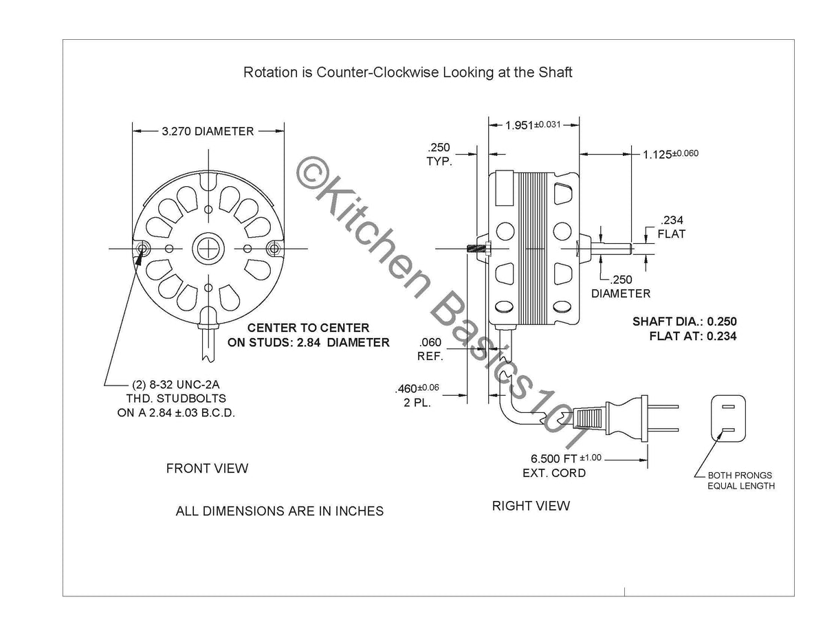 3.3 Inch Diameter Vent Fan Motor I768013