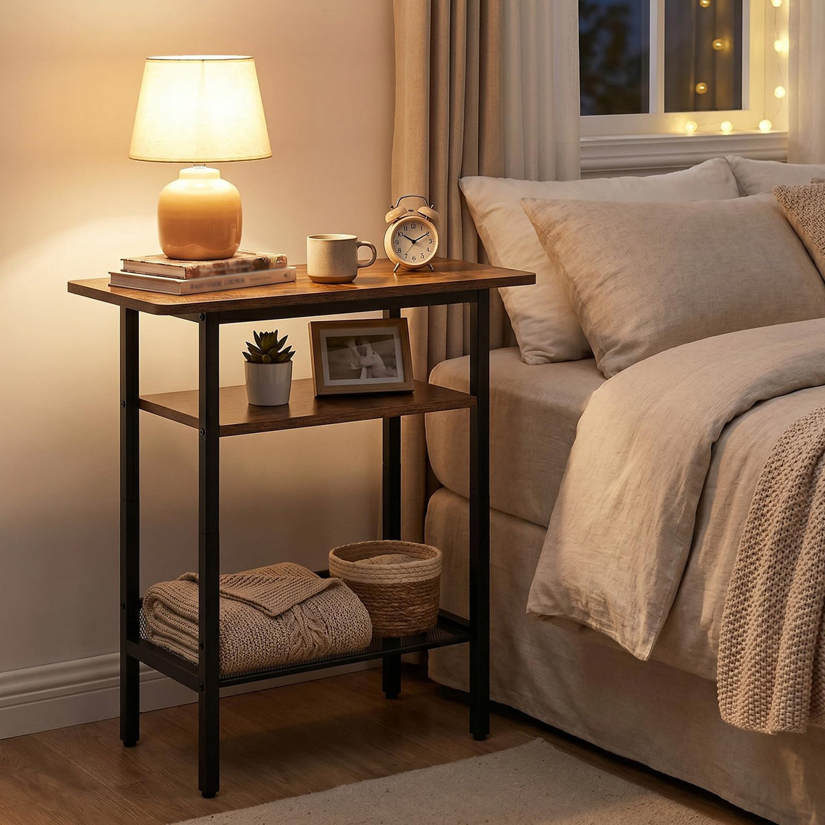Narrow 3-Tier Side Table with Shelf I586