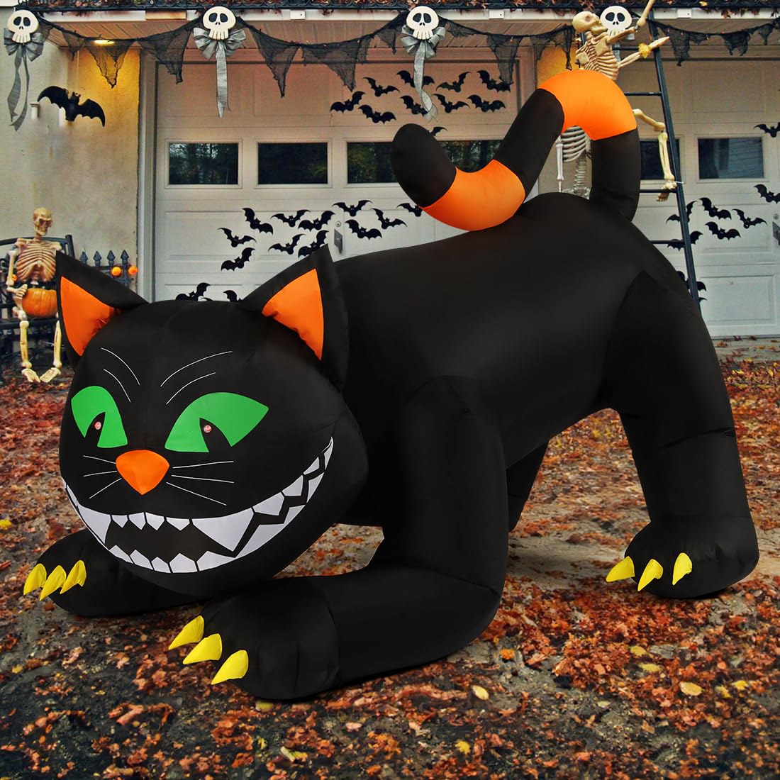 6 FT Halloween Inflatables Black Cat with Moving Head and Built-in LEDs P4436