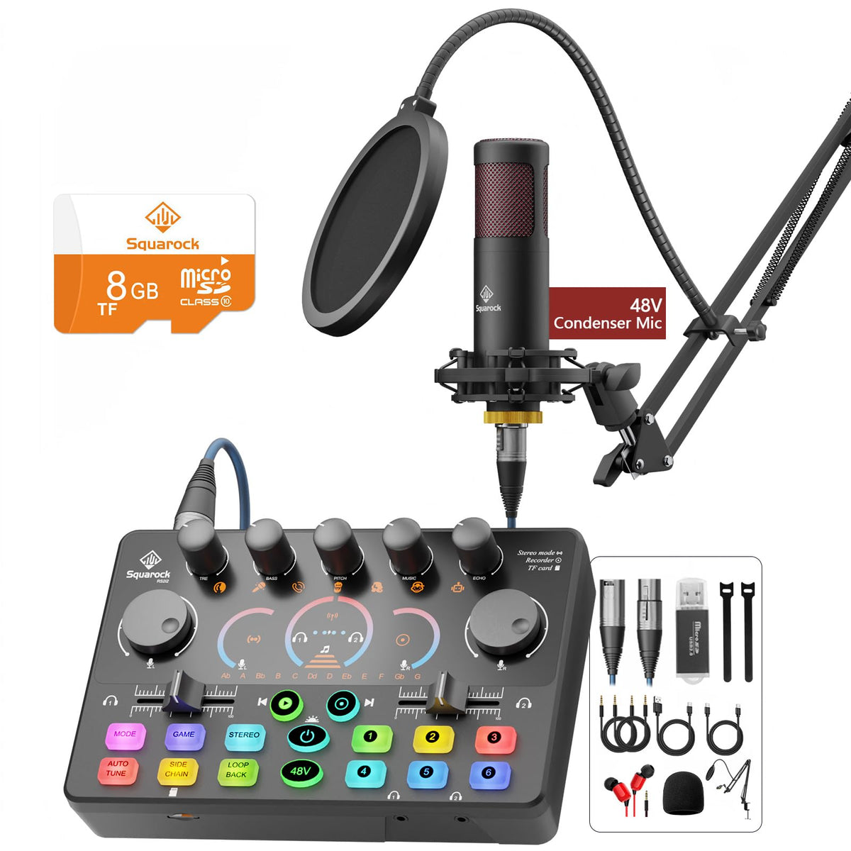 48V XLR Mic Podcast Equipment Bundle W728734